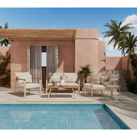 GARTENSET 4-teilig Webstoff Akaziemassiv Aluminium 4-teilig  - Beige/Naturfarben, Design, Holz/Textil - Ambia Garden