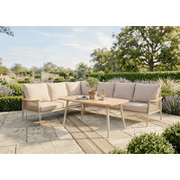 DINING-LOUNGESET 126/126 cm Aluminium  - Sandfarben/Beige, MODERN, Kunststoff/Textil (126/126cm) - Gardenson