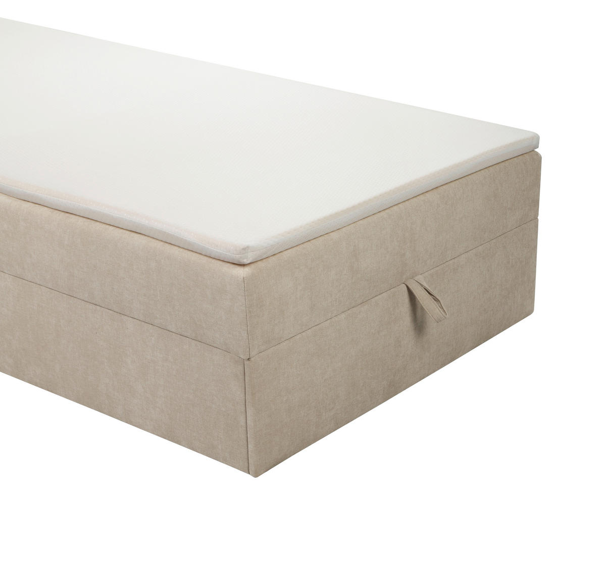 BOXBETT 100/200 cm,  in Beige, Matratze, gepolstertes Kopfteil, Bettkasten, Topper, H3 = fest  - Beige/Schwarz, Basics, Kunststoff/Textil (100/200cm) - Chameo