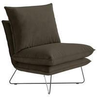 SESSEL in Velours Braun  - Schwarz/Braun, Design, Textil/Metall (72/84/90cm) - Hom`in