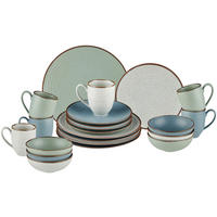 KOMBISERVICE Blau, Grün, Beige Farmhouse 24-teilig 6 Personen  - Blau/Beige, Design, Keramik - Landscape