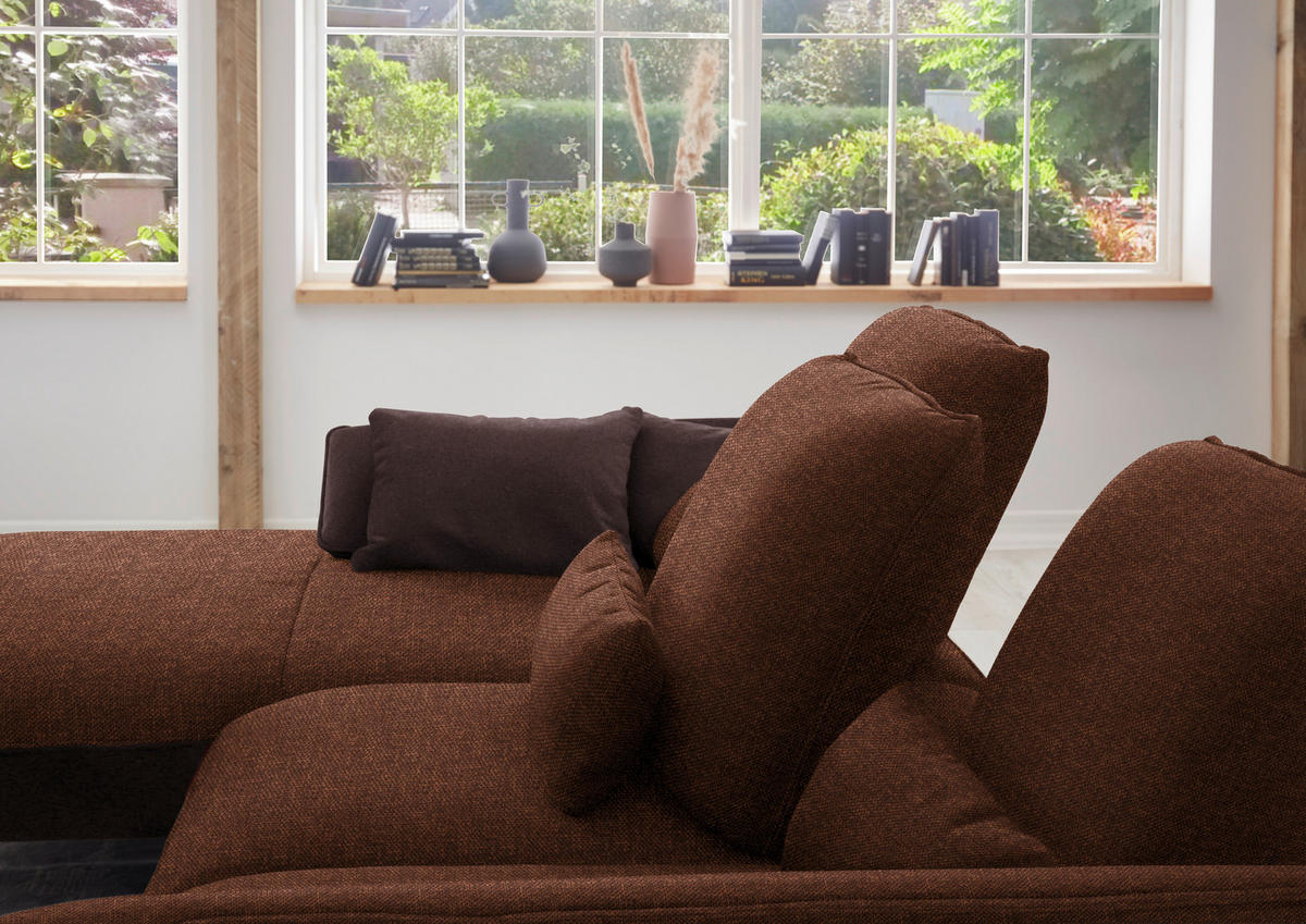 ECKSOFA in Flachgewebe Kupferfarben  - Schwarz/Kupferfarben, Design, Textil/Metall (191/301cm) - Moderano