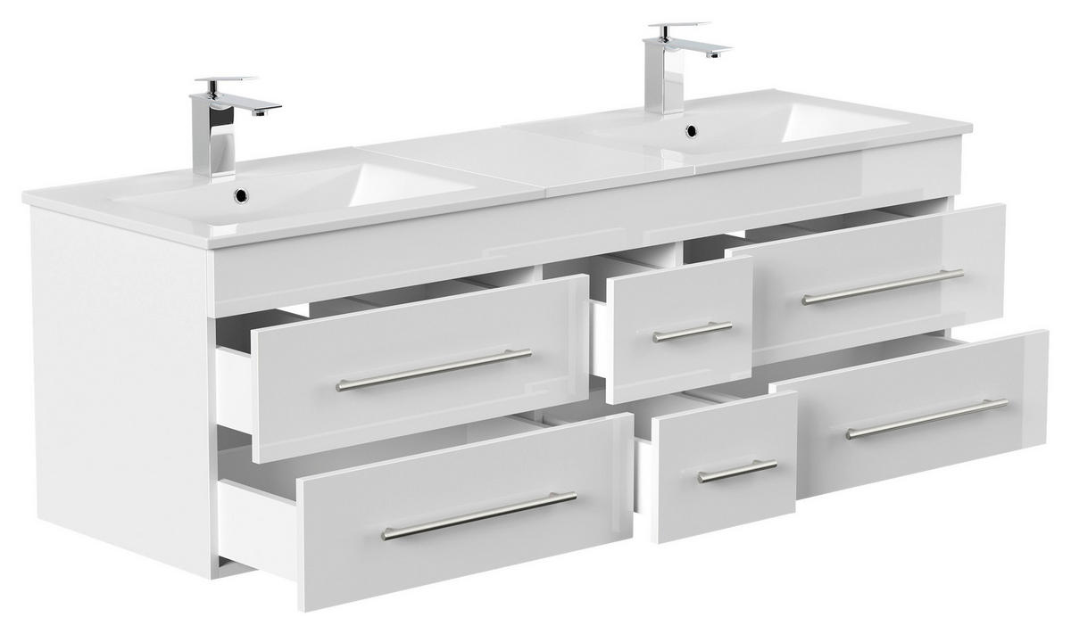 WASCHTISCHKOMBI 153 cm  - Weiß Hochglanz/Weiß, Basics, Keramik/Holzwerkstoff (153cm) - MID.YOU