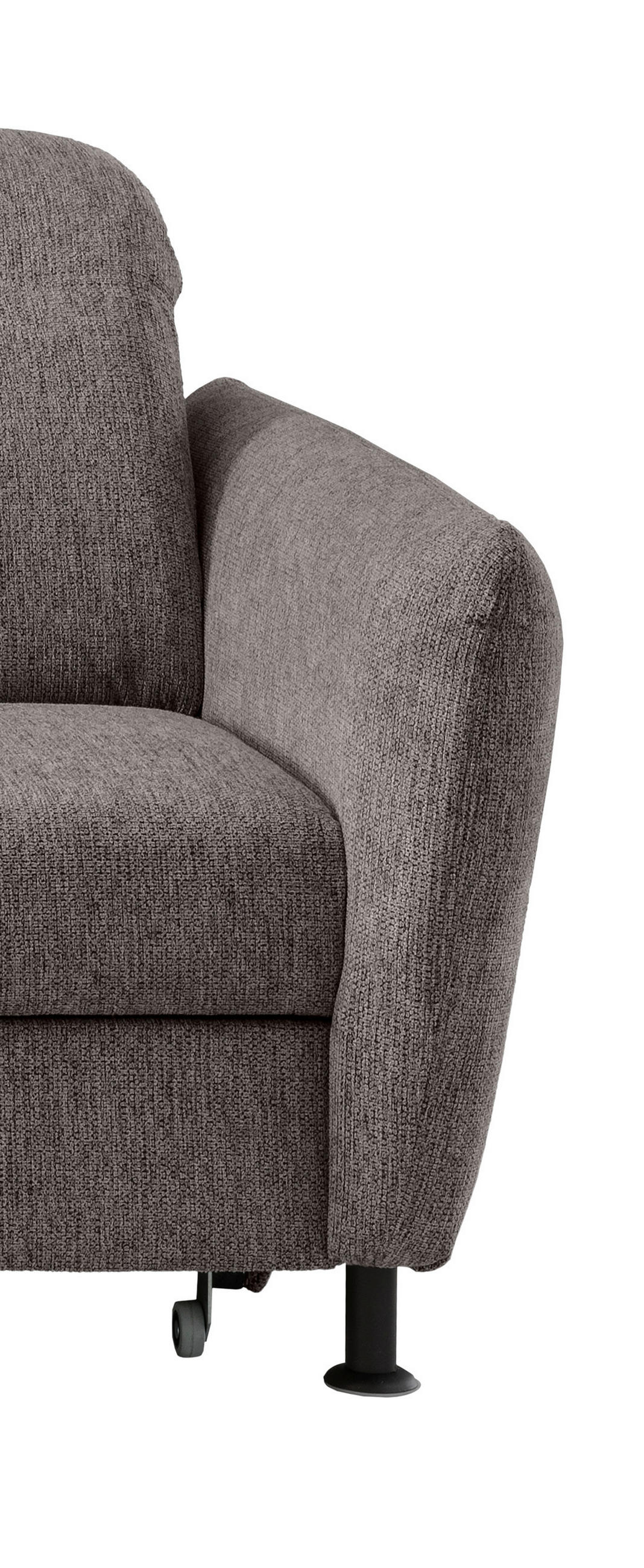 ECKSOFA Graubraun Chenille  - Graubraun/Schwarz, MODERN, Textil/Metall (184/267cm) - Livetastic