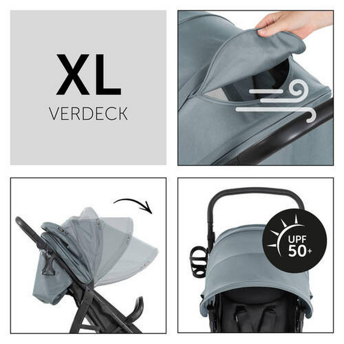 BUGGY RAPID 4 D  - Schwarz/Mintgrün, Basics, Textil (92/57/110cm) - Hauck