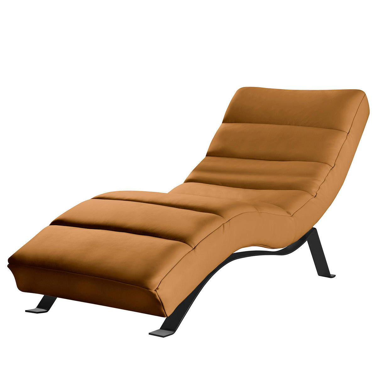 RELAXLIEGE SWING Mikrofaser Cognac  - Cognac/Schwarz, Design, Textil/Metall (65/65-95/171cm) - Livetastic