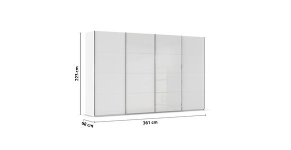 SCHWEBETÜRENSCHRANK 361/223/68 cm 4-türig Weiß  - Chromfarben/Weiß, KONVENTIONELL, Glas/Holzwerkstoff (361/223/68cm) - Novel