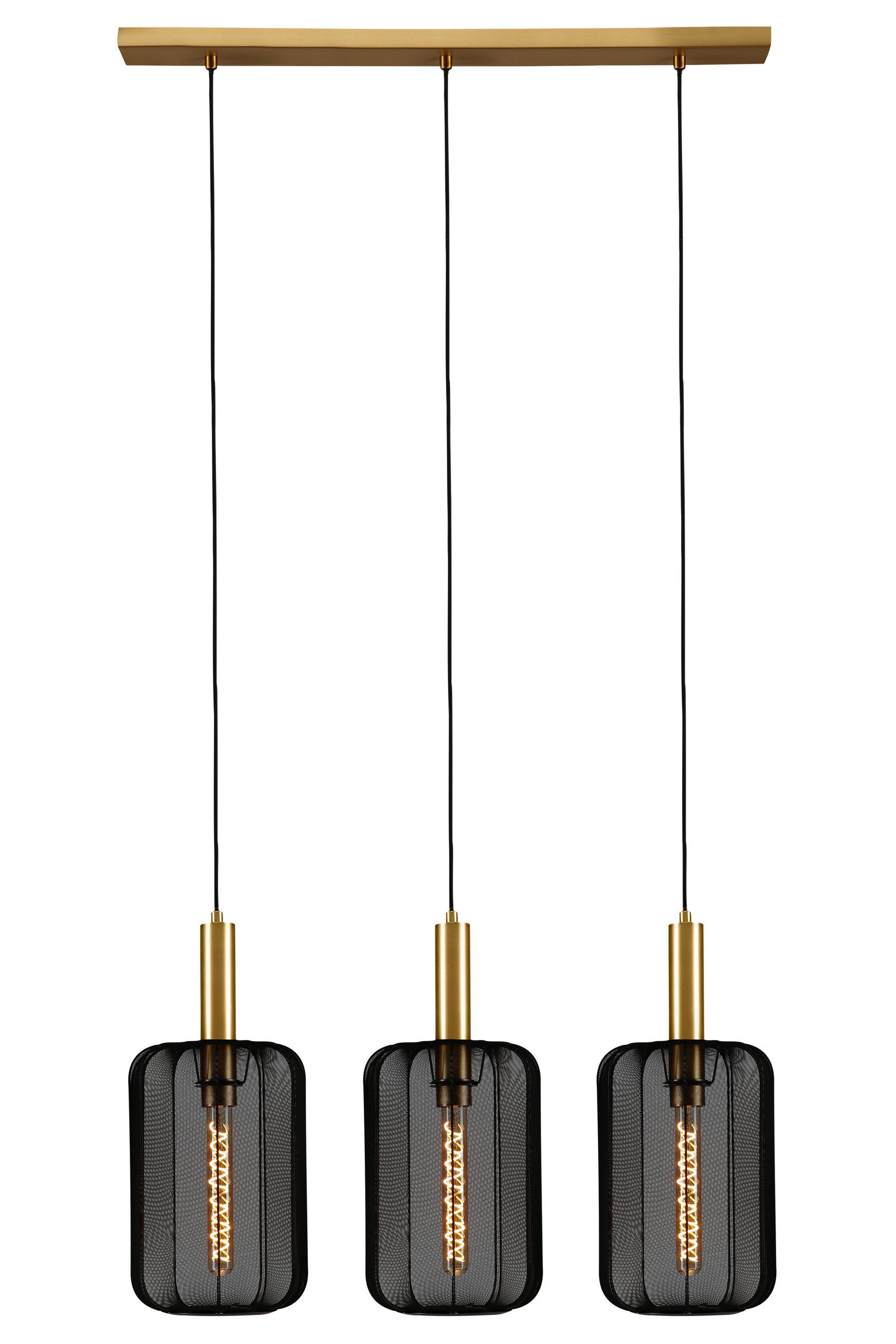 Lucide Pendelleuchte Corina Schwarz, Gold, Messing 22x185x90 cm
