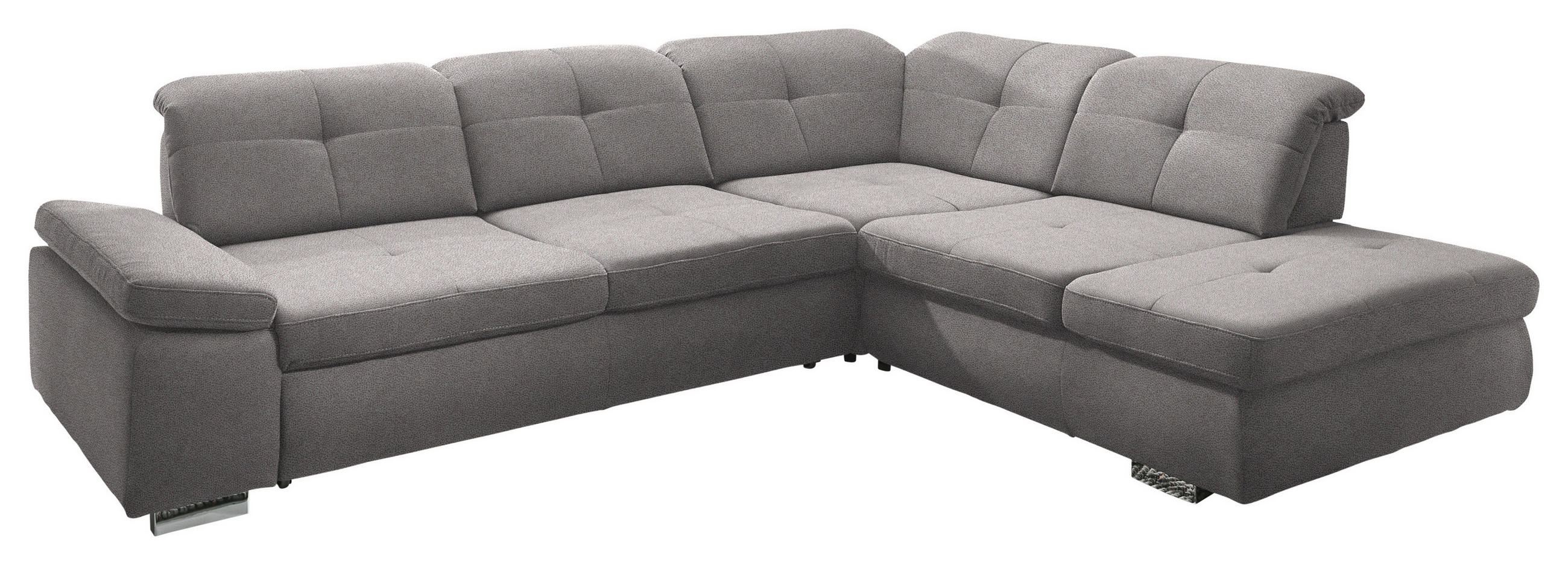 ECKSOFA  in Mikrofaser Hellgrau  312/260 cm  - Chromfarben/Hellgrau, Design, Textil/Metall (312/260cm) - Beldomo Style