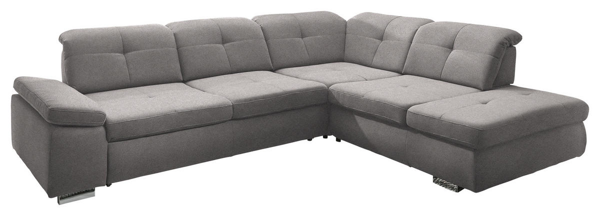 ECKSOFA  in Mikrofaser Hellgrau  312/260 cm  - Chromfarben/Hellgrau, Design, Textil/Metall (312/260cm) - Beldomo Style