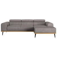 ECKSOFA Grau Mikrofaser  - Schwarz/Grau, KONVENTIONELL, Textil/Metall (244/157cm) - Cotta