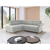 ECKSOFA GLENDALE E Hellgrau Flachgewebe  - Eichefarben/Hellgrau, KONVENTIONELL, Holz/Textil (193/247cm) - Sit & More