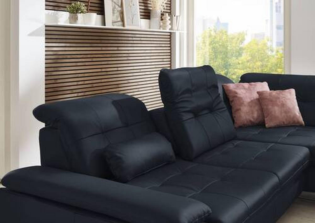 ECKSOFA in Echtleder Dunkelblau  - Alufarben/Dunkelblau, Design, Leder/Metall (309/211cm) - Beldomo Speed