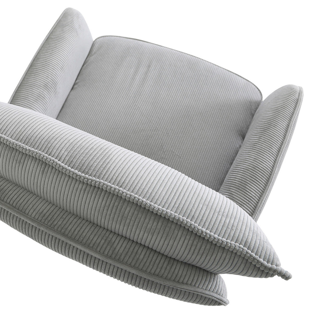 ARMLEHNSTUHL  Stoffauswahl, Sitzfläche 360° drehbar, automatische Rückholfunktion Cord  - Hellgrau/Schwarz, Design, Textil/Metall (60/95/62cm) - Novel