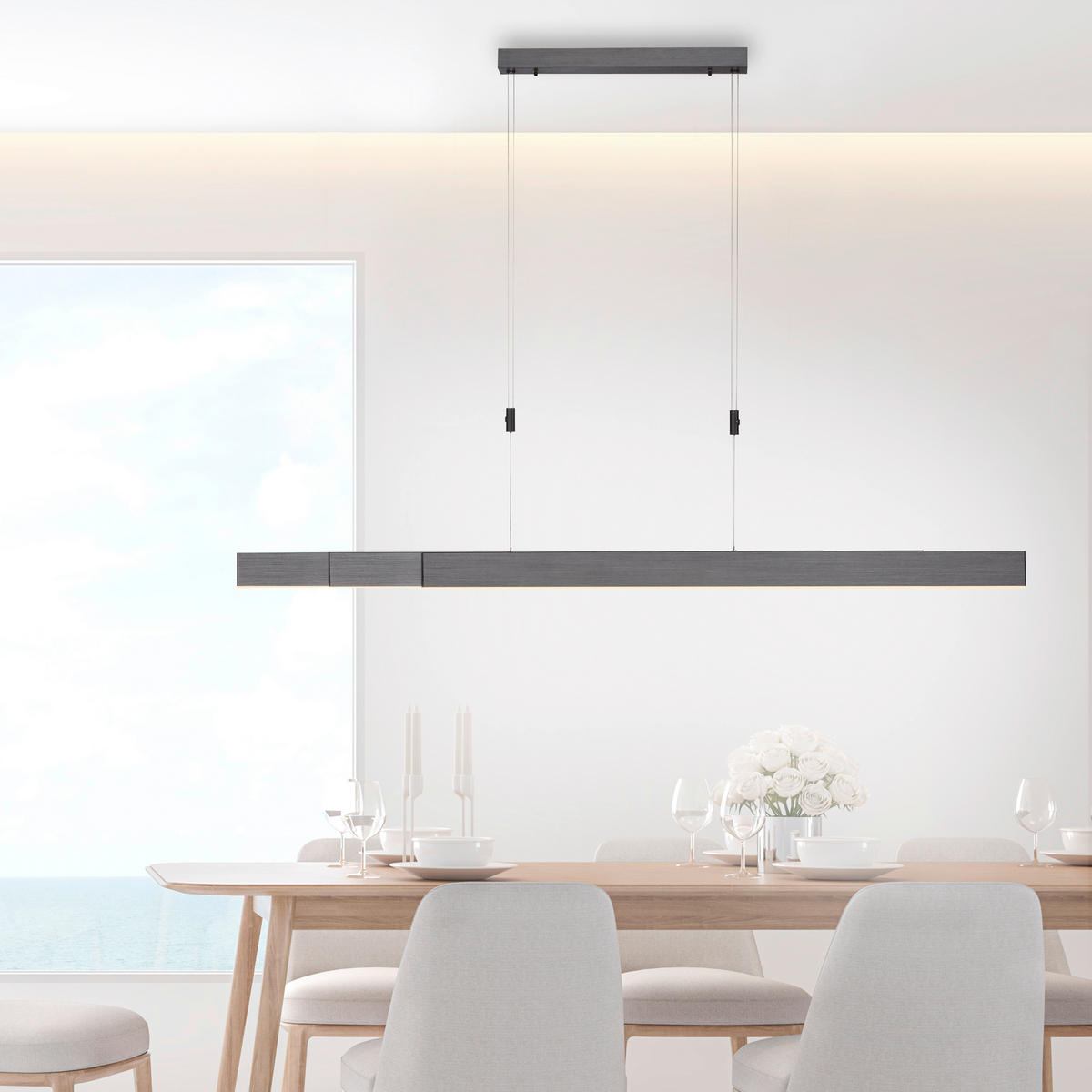 ZÁVĚSNÉ LED SVÍTIDLO, 120-200/5,5/110-200 cm  - šedá/antracitová, Lifestyle, kov/plast (120-200/5,5/110-200cm)