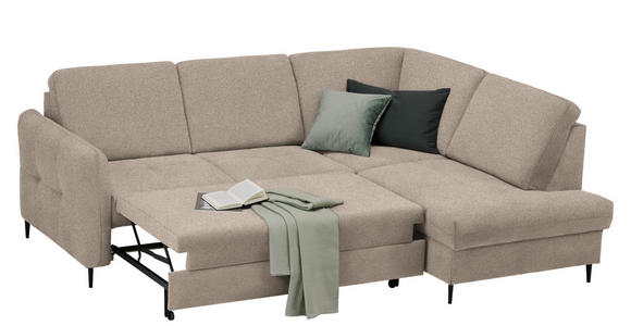 ECKSOFA in Chenille Beige  - Beige/Schwarz, MODERN, Holz/Textil (241/184cm) - Carryhome