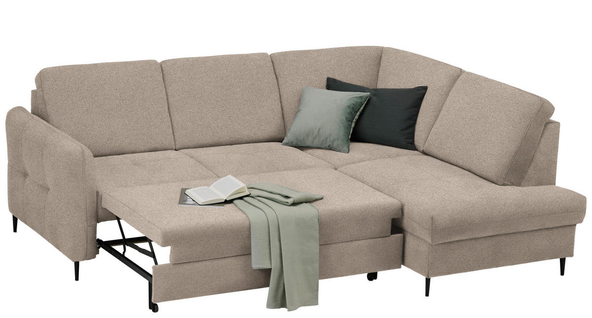 SAROKKANAPÉ textil bézs  - bézs/fekete, Modern, textil/fa (241/184cm) - Hom`in