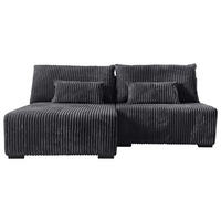 ECKSOFA in Cord Schwarz  - Schwarz, Modern, Holz/Textil (145/210cm) - MID.YOU