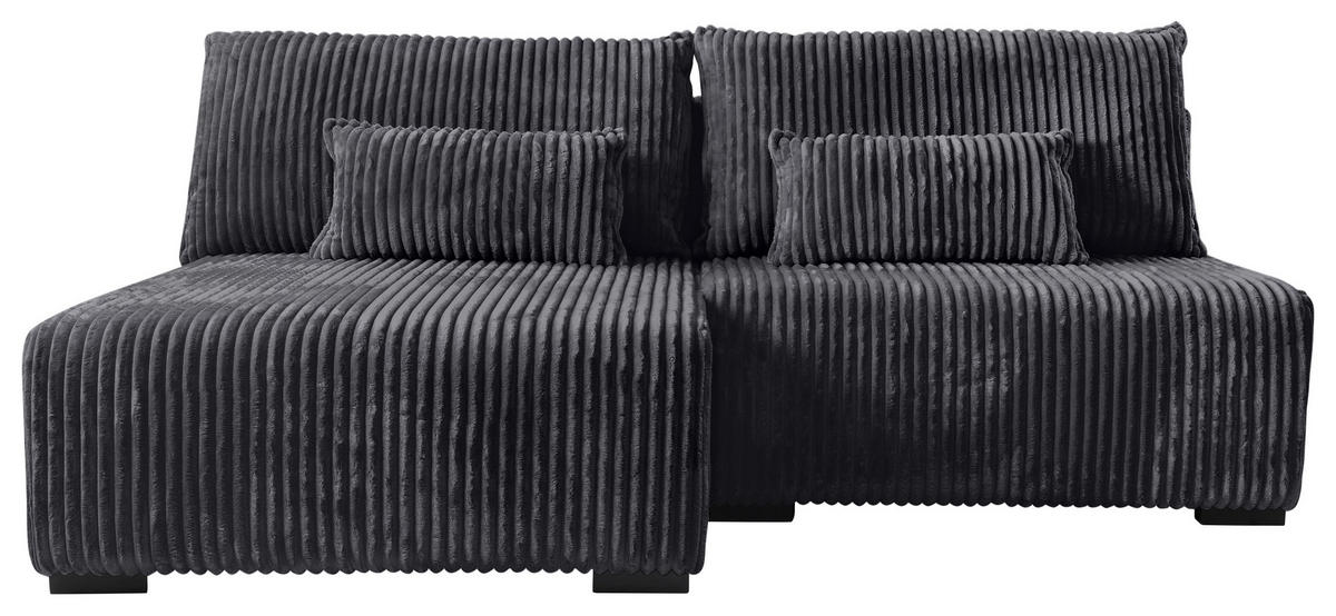ECKSOFA in Cord Schwarz  - Schwarz, Modern, Holz/Textil (145/210cm) - MID.YOU