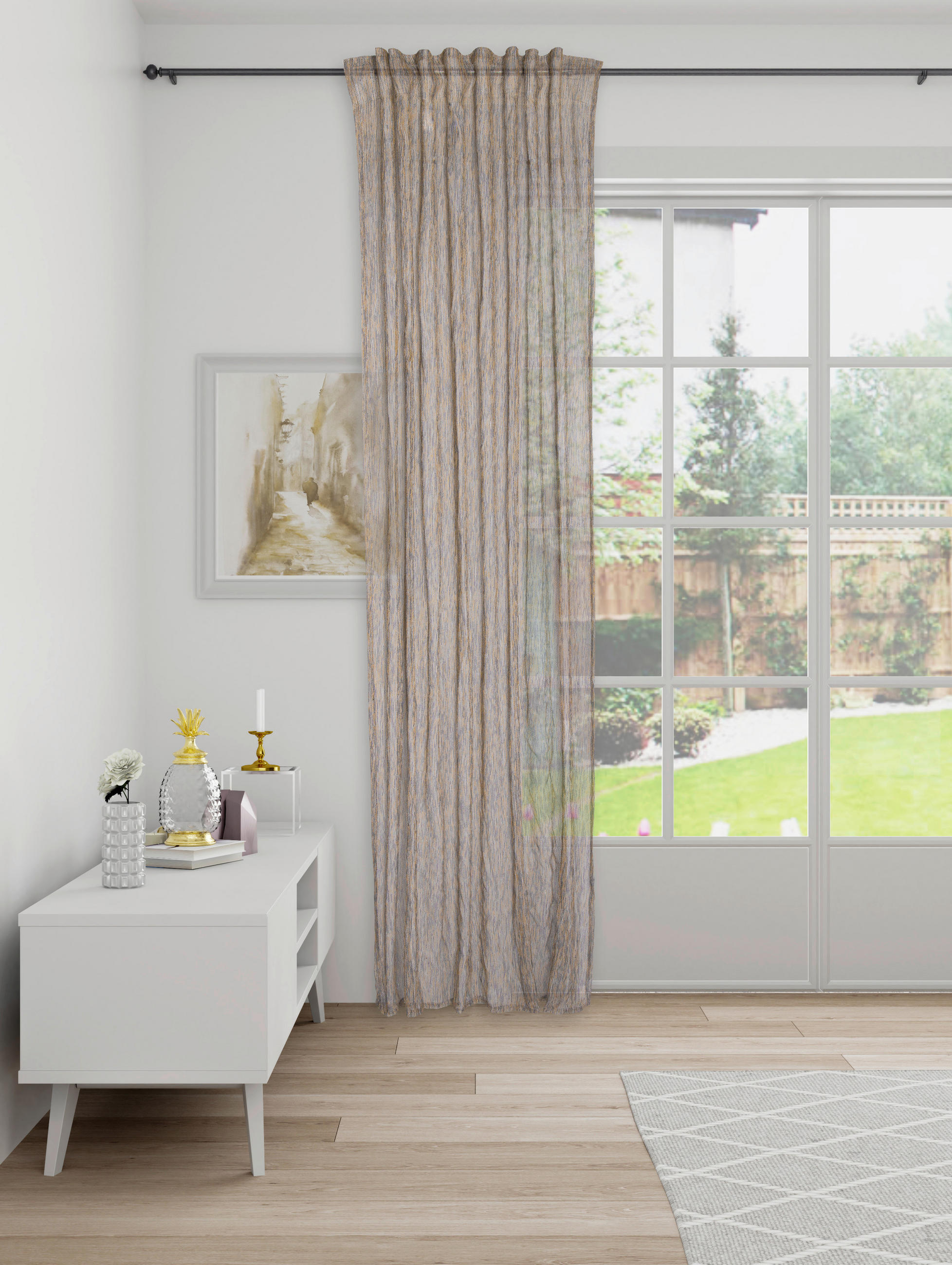 FERTIGVORHANG  halbtransparent  140/245 cm   - Dunkelgelb, Basics, Textil (140/245cm)