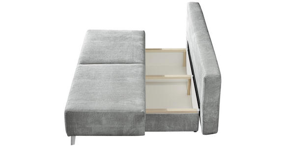 SCHLAFSOFA Cord Hellgrau - Hellgrau, MODERN, Textil/Metall (193/85/88cm) - Novel