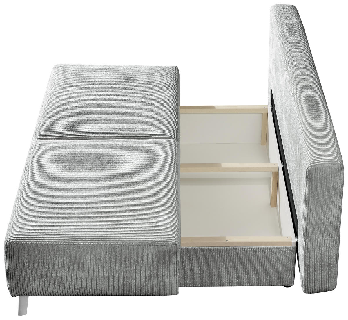 SCHLAFSOFA Cord Hellgrau  - Hellgrau, MODERN, Textil/Metall (193/85/88cm) - Novel