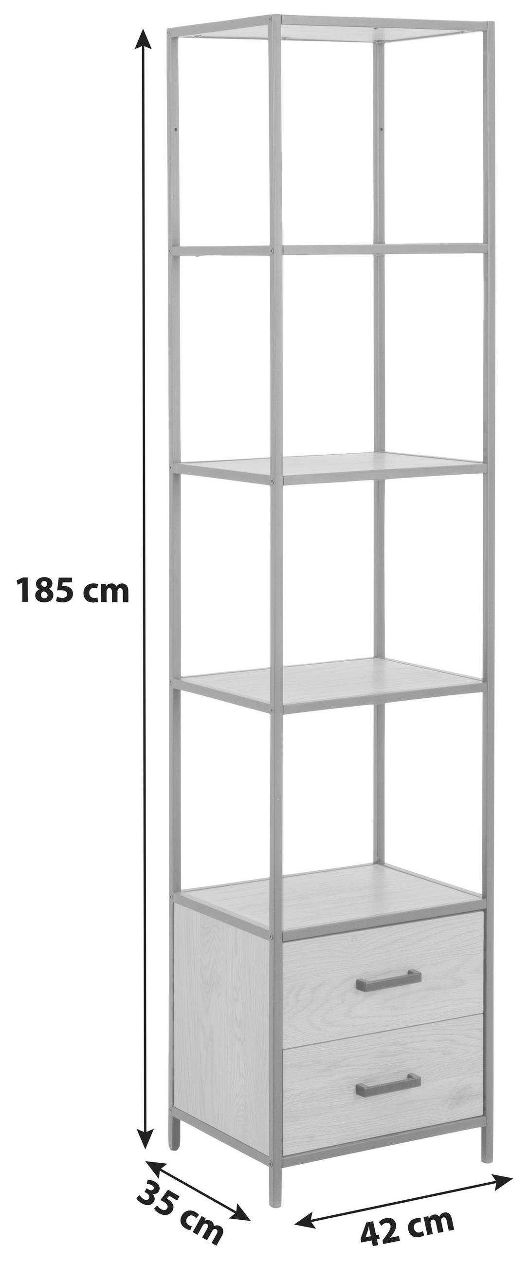 REGAL 42/185/35 cm črna, divji hrast  - črna/divji hrast, Trend, kovina/leseni material (42/185/35cm) - MID.YOU