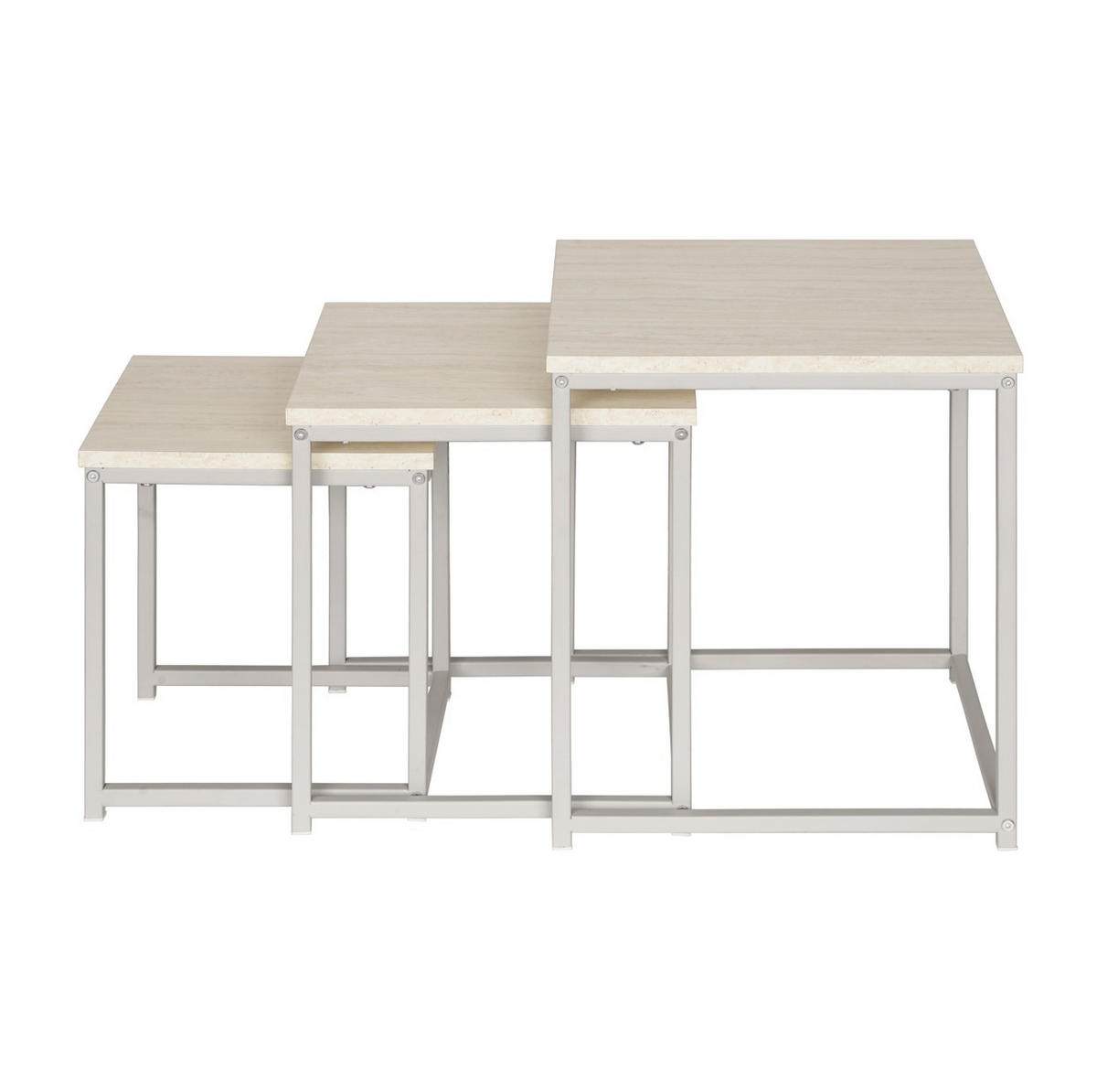 BEISTELLTISCHSET quadratisch Creme, Kaschmir, Elfenbein  - Kaschmir/Elfenbein, Design, Holzwerkstoff/Metall (40/40/44,5cm) - MID.YOU