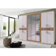 DREHTÜRENSCHRANK  in Weiß, Plankeneiche  - Plankeneiche/Schwarz, KONVENTIONELL, Glas/Holzwerkstoff (313/208/58cm) - Carryhome