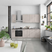 KÜCHENBLOCK Riva 240 cm  in Grau, Schieferfarben  - Schieferfarben/Edelstahlfarben, MODERN, Holzwerkstoff/Metall (240cm) - Nobilia