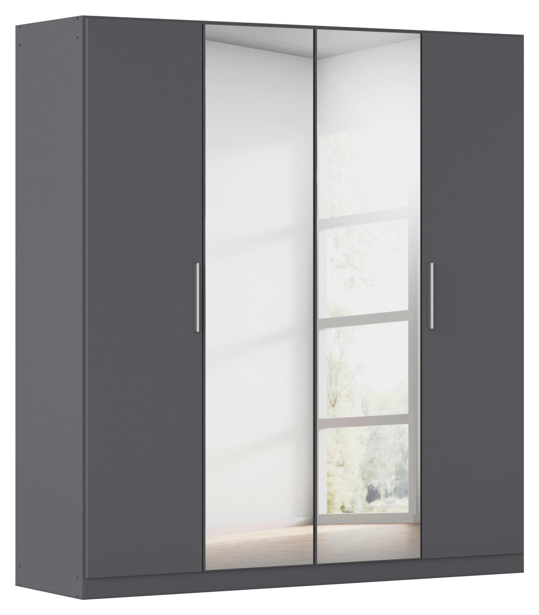 DREHTÜRENSCHRANK 181/210/54 cm,  in Grau, 4-türig  - Alufarben/Grau, KONVENTIONELL, Glas/Holzwerkstoff (181/210/54cm) - home24