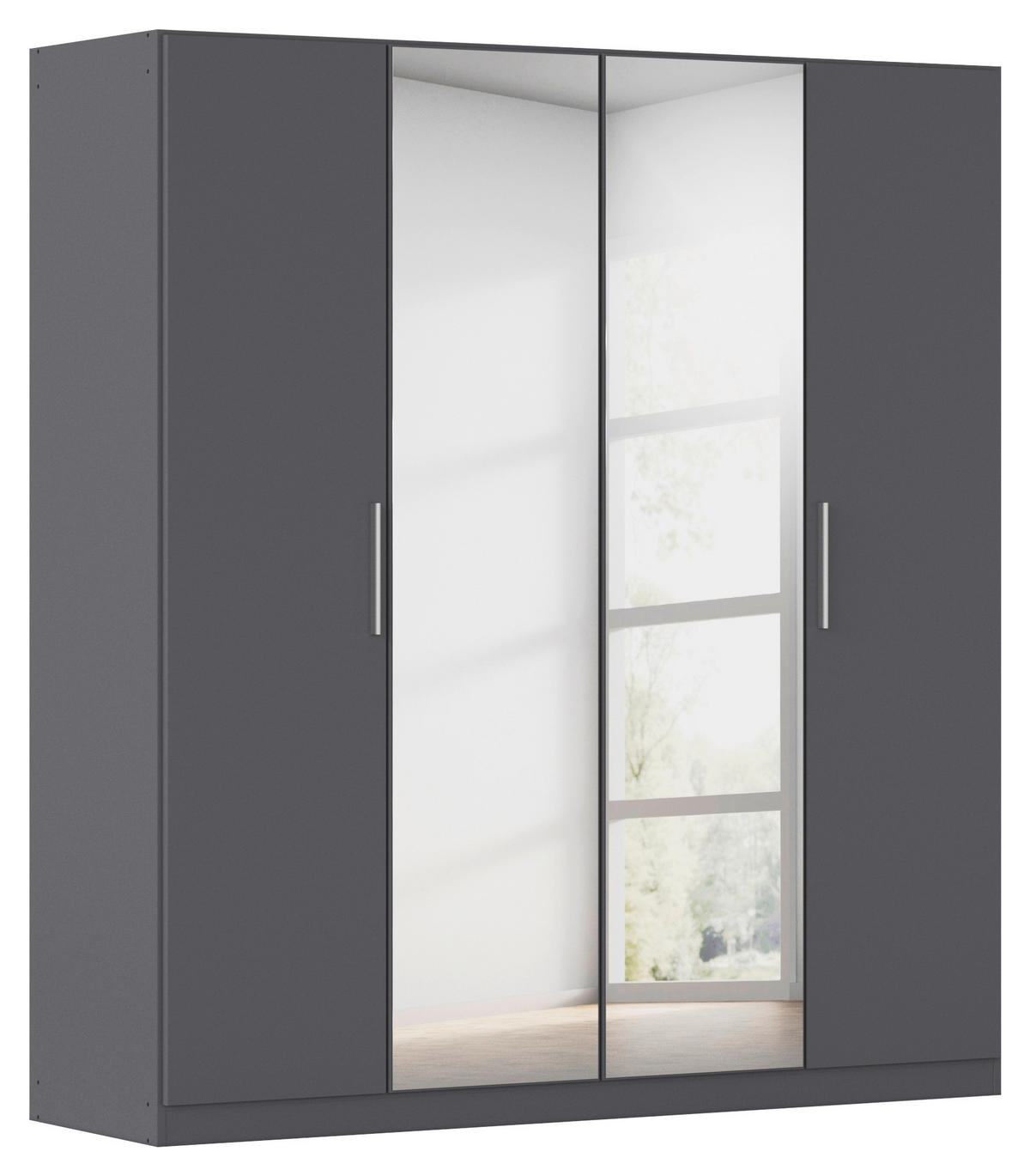 DREHTÜRENSCHRANK 181/210/54 cm,  in Grau, 4-türig  - Alufarben/Grau, KONVENTIONELL, Glas/Holzwerkstoff (181/210/54cm) - home24