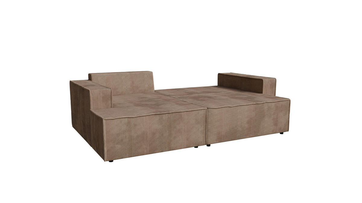 ECKSOFA inkl. Funktionen Hellbraun Cord  - Hellbraun/Schwarz, MODERN, Kunststoff/Textil (149/245cm) - Stylife
