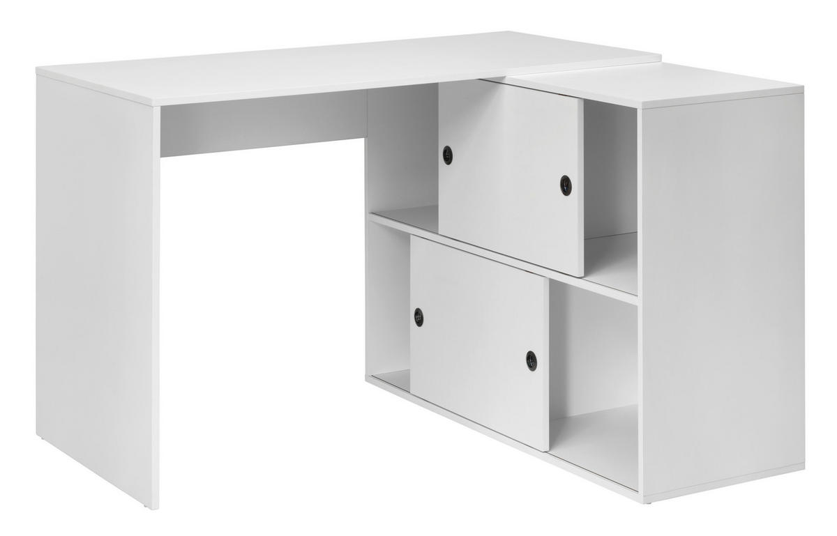 ECKSCHREIBTISCH Weiss  - Weiss/Schwarz, Modern, Holzwerkstoff/Metall (120/78/107cm) - MID.YOU