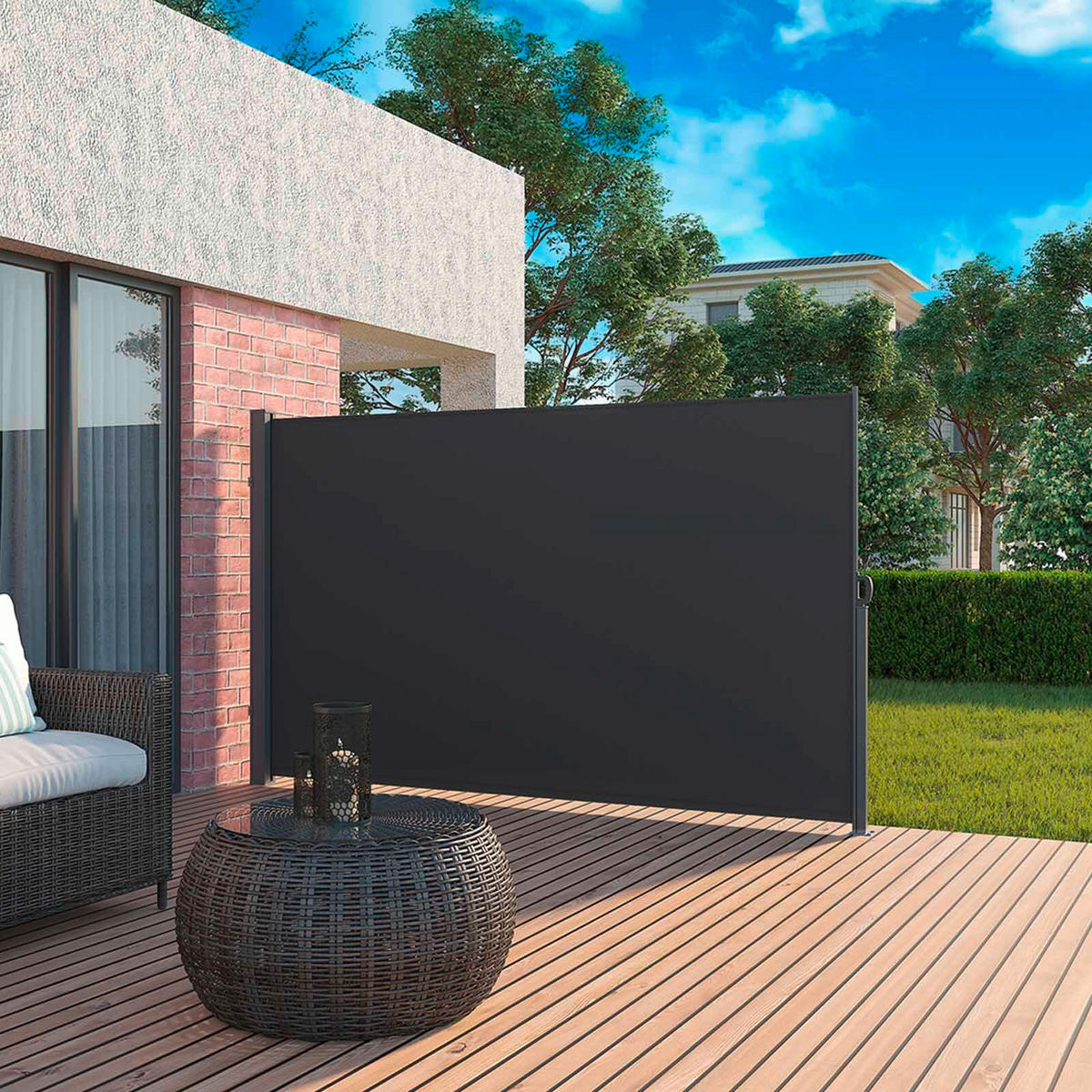 MARKISE - Anthrazit/Alufarben, Basics, Textil/Metall (350/160cm) - Modante