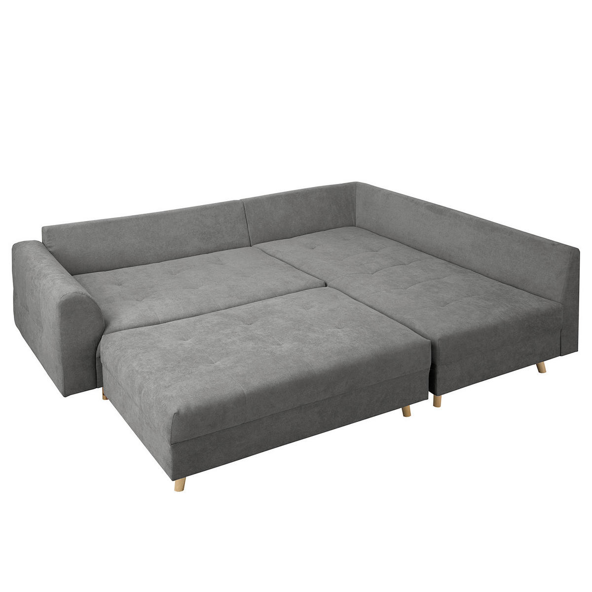 ECKSOFA inkl. Hocker Ariella Dunkelgrau Mikrofaser Rückenkissen, Hocker  - Dunkelgrau/Naturfarben, Design, Holz/Textil (161/231cm) - Livetastic