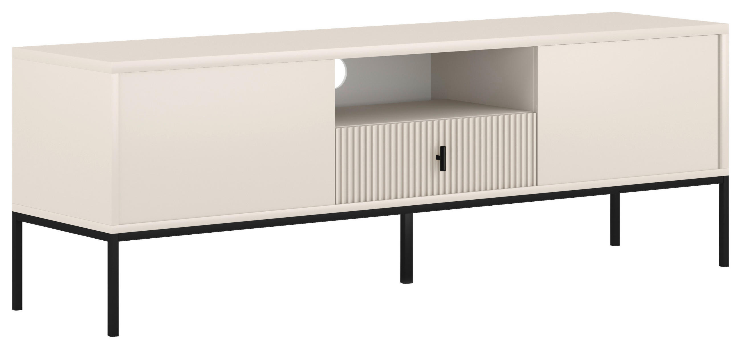 LOWBOARD Maggiore  in 154,5/52,4/39 cm  - Kaschmir/Schwarz, Design, Holzwerkstoff/Metall (154,5/52,4/39cm) - Xora