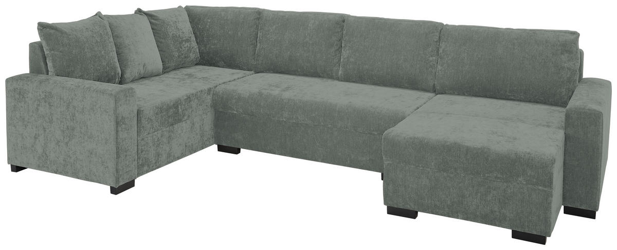 WOHNLANDSCHAFT Hellgrau Chenille  - Hellgrau/Schwarz, KONVENTIONELL, Kunststoff/Textil (183/311/140cm) - Ti'me