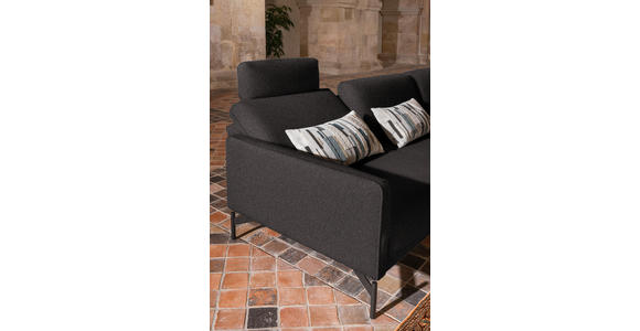 ECKSOFA in Flachgewebe, Struktur Graubraun  - Anthrazit/Graubraun, Design, Textil/Metall (254/230cm) - Ambiente