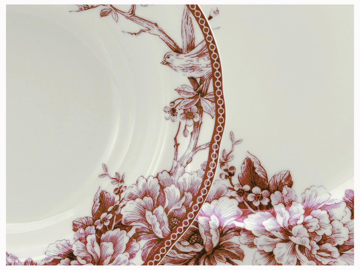 KAFFEESERVICE Weiß, Bordeaux Adelaide Rot 12-teilig  - Bordeaux/Weiß, Basics, Keramik - Creatable