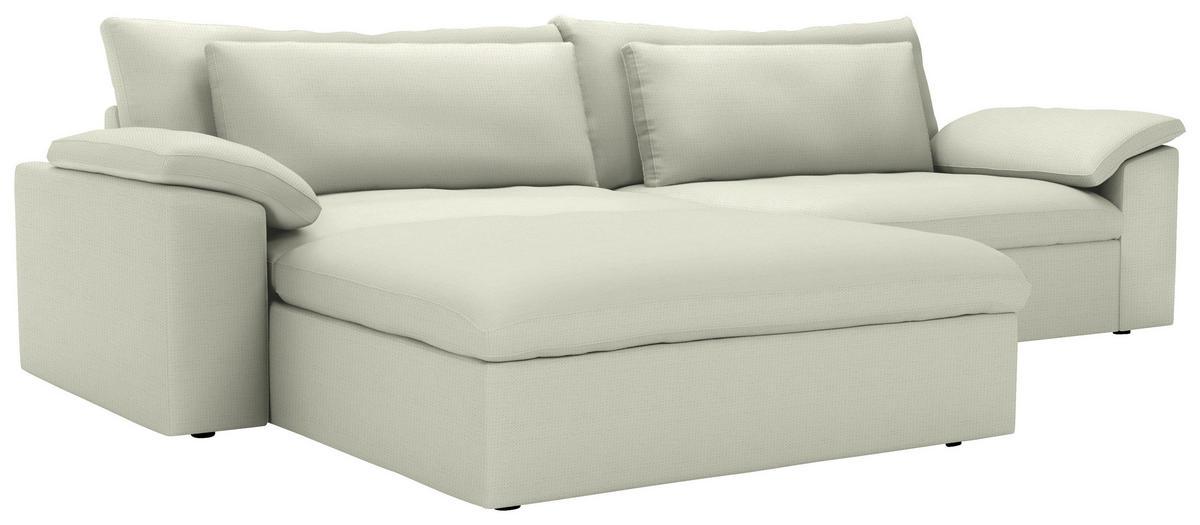 ECKSOFA  Chenille Creme  - Creme/Schwarz, Modern, Kunststoff/Textil (198/306cm) - Carryhome