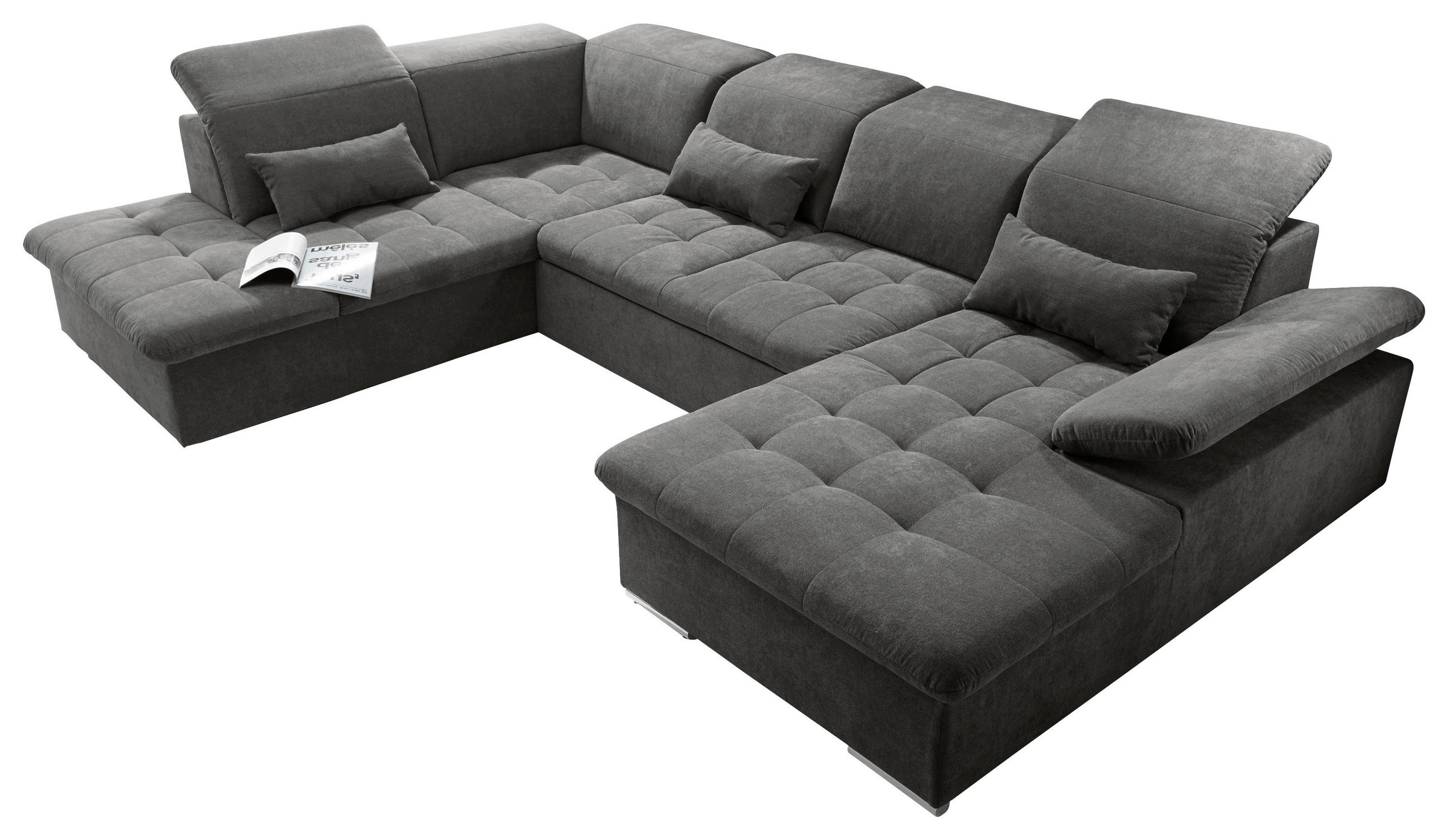 SEDACÍ SOUPRAVA, textil, tmavě šedá - barvy stříbra/tmavě šedá, Konvenční, textil/plast (240/340/188cm) - MID.YOU