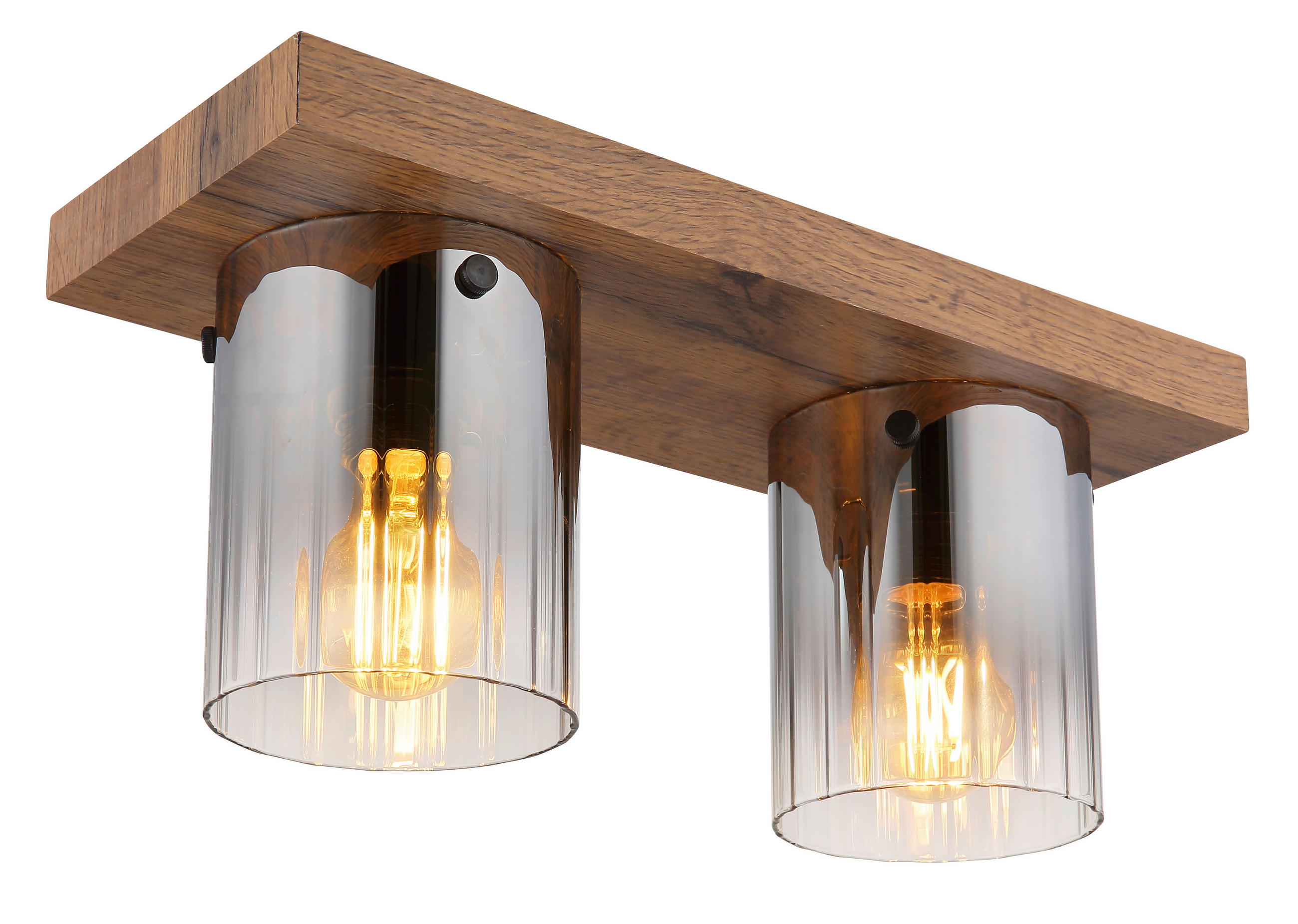 DECKENLEUCHTE UNDERWOOD 41/16/18 cm   - Dunkelbraun, Natur, Glas/Holzwerkstoff (41/16/18cm) - Globo