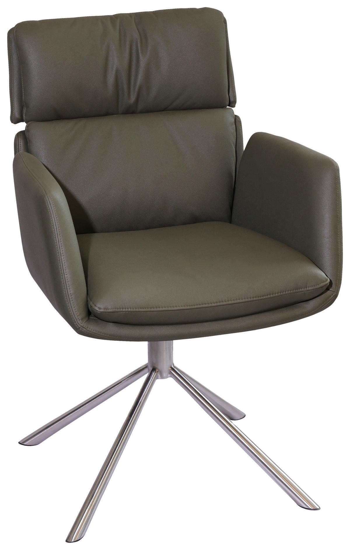 STOL MED ARMSTÖD rostfritt stål mikrofiber  - stålfärgad/grön, Design, metall/textil (60/92/67cm) - Novel