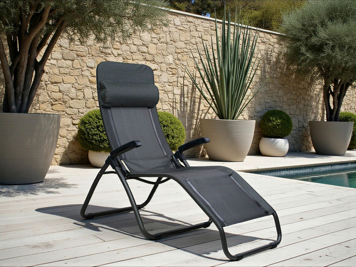 BÄDERLIEGE  - Schwarz, KONVENTIONELL, Kunststoff/Textil (185/69/118cm)