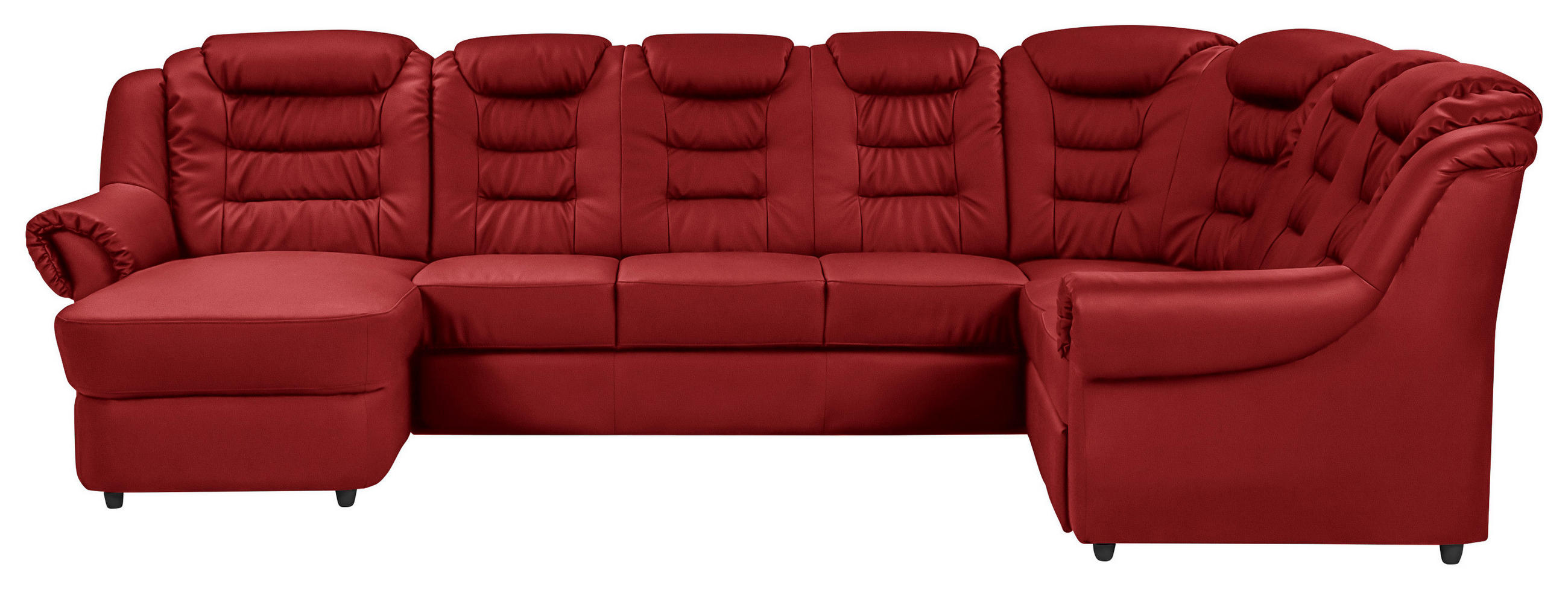 WOHNLANDSCHAFT in Lederlook Rot - Rot/Schwarz, Konventionell, Kunststoff/Textil (165/333/216cm) - Livetastic