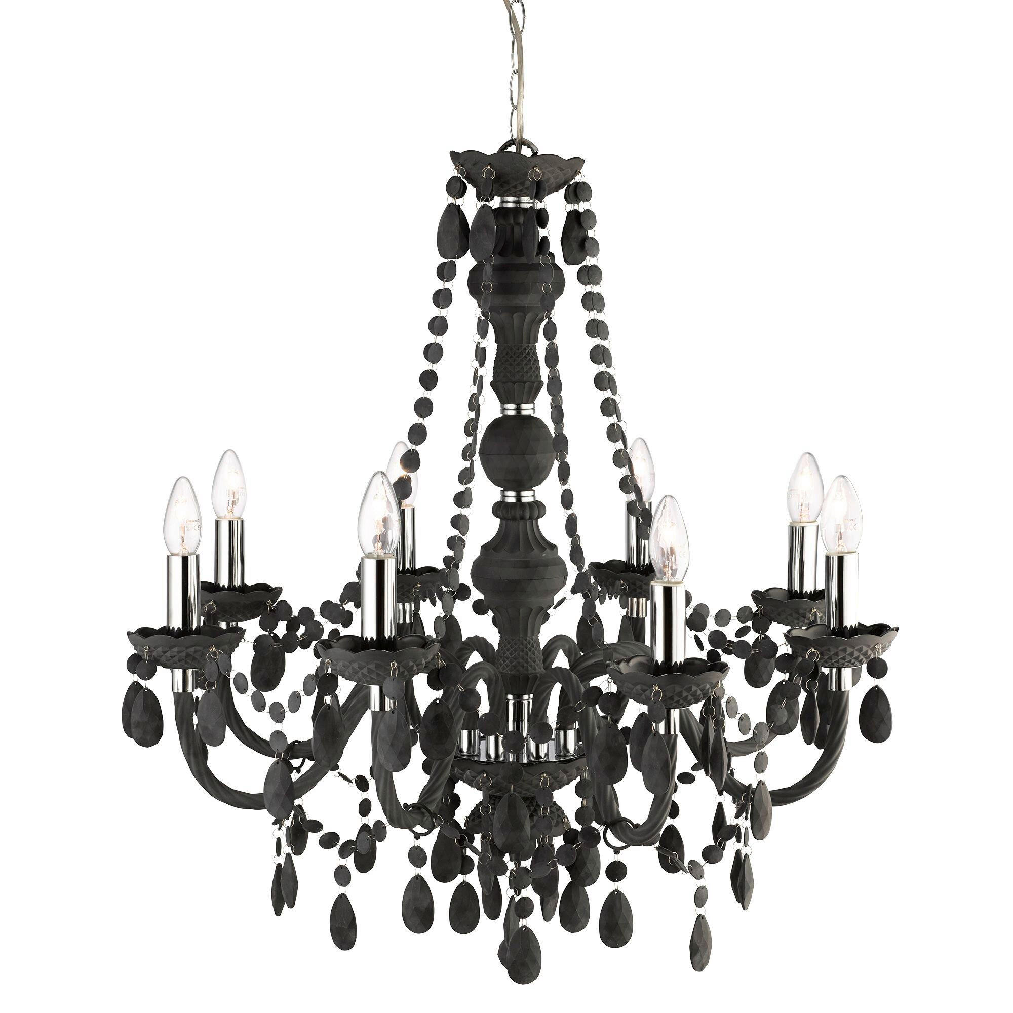 Searchlight Kronleuchter Marie Therese Grau, Chrom 150 cm