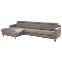 ECKSOFA in Echtleder Grau  - Chromfarben/Grau, Design, Leder/Metall (176/321cm) - Valdera