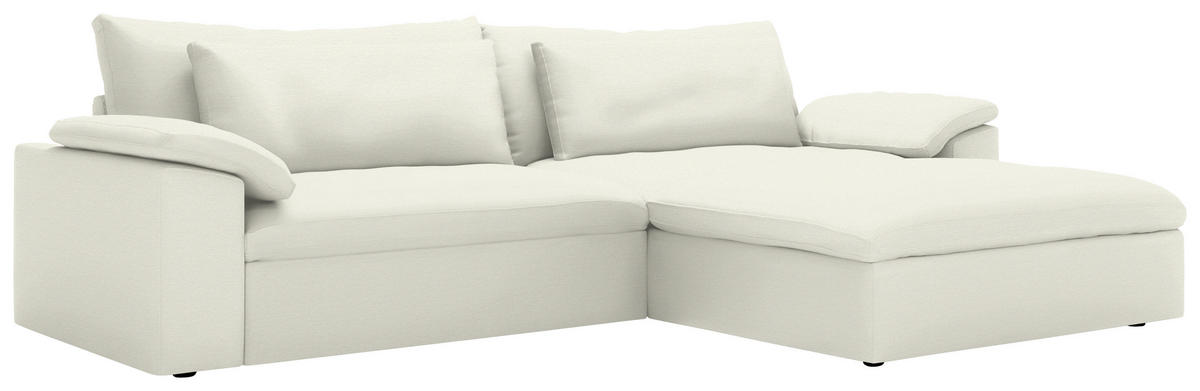 ECKSOFA  Chenille Creme  - Creme/Schwarz, Modern, Kunststoff/Textil (306/198cm) - Carryhome