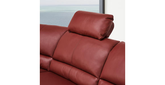 ECKSOFA Rot Echtleder  - Rot/Schwarz, Design, Leder/Metall (253/290cm) - Xora